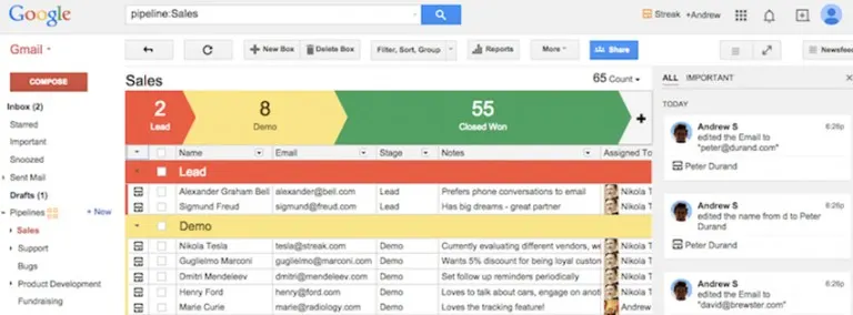 streak for gmail
